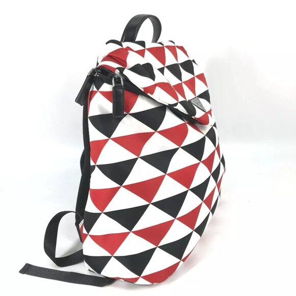 PRADA triangle logo plate Signeau print bag Backpack Nylon Red/White x Black - Picture 3 of 16